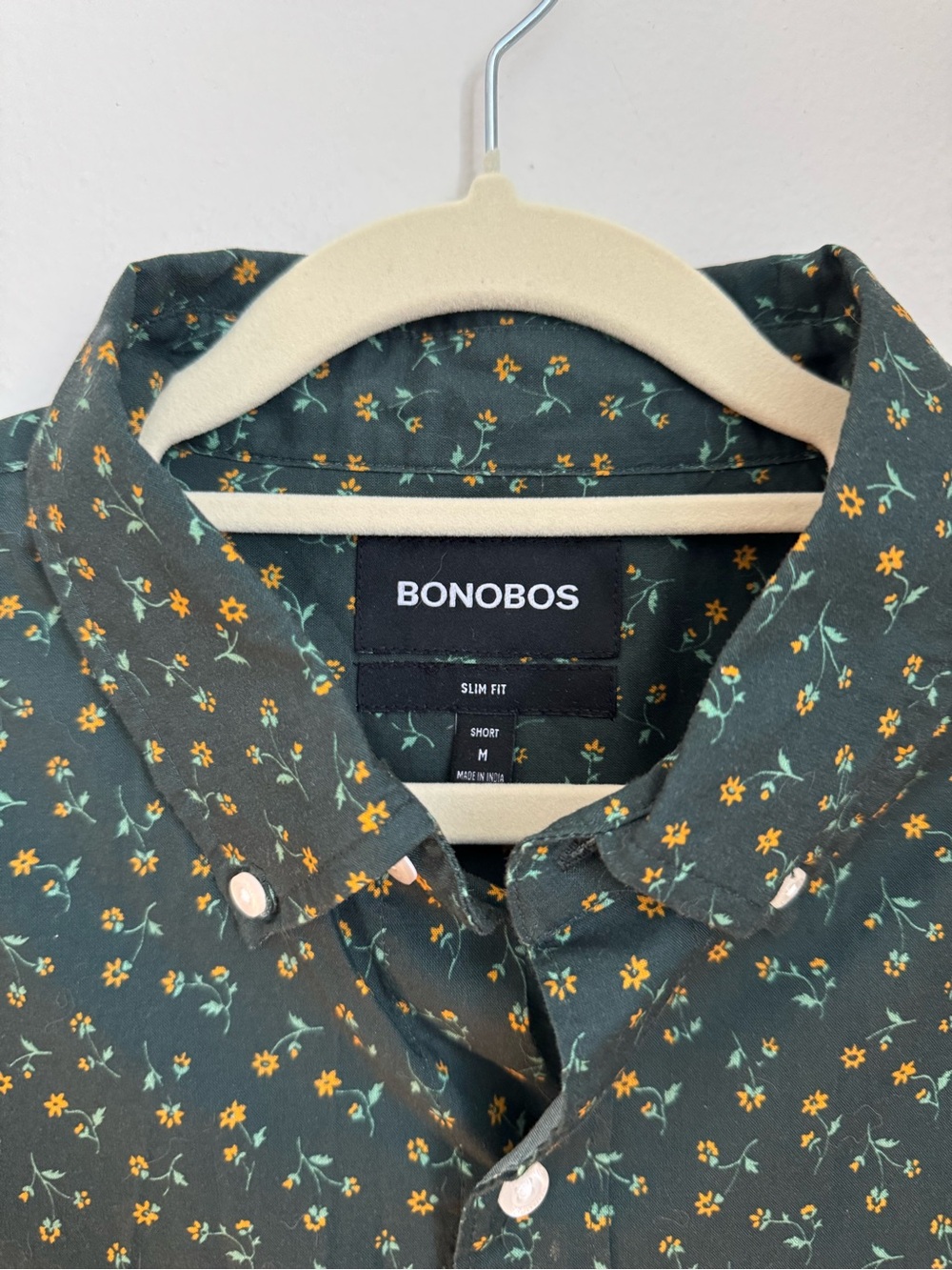 Bonobos Men’s Slim Fit Dark Green Floral Button-Down Shirt